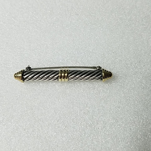 David Yurman 14K Sterling Silver Bar Brooch